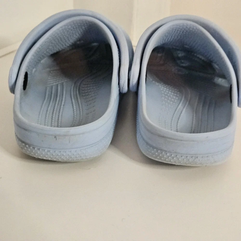 CROCS Kids Light Blue Clog Sandals with Cream Star & Moon Charms